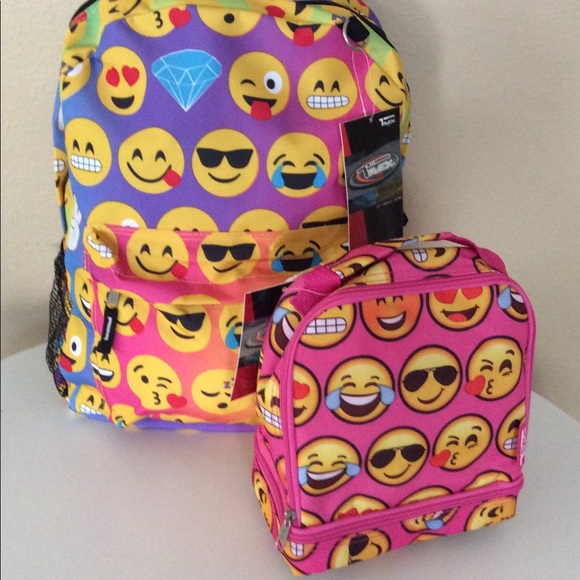 emoji backpack with lunchbox